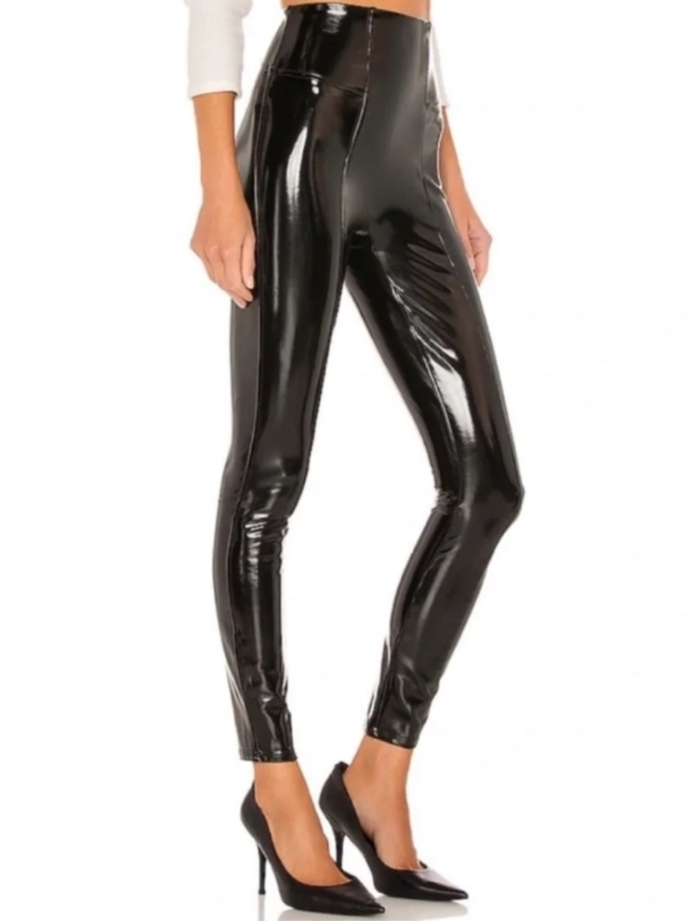 SPANX Faux Patent Leather Leggings Classic Black  Size S